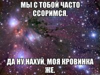 мы с тобой часто ссоримся, да ну нахуй, моя кровинка же.