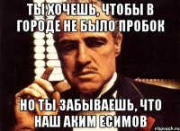 ты хочешь, чтобы в городе не было пробок но ты забываешь, что наш аким есимов