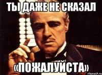 ты даже не сказал «пожалуйста»