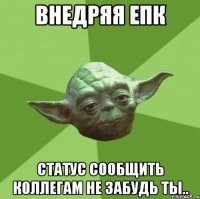 внедряя епк статус сообщить коллегам не забудь ты..