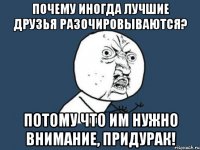 почему иногда лучшие друзья разочировываются? потому что им нужно внимание, придурак!