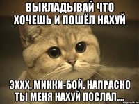 выкладывай что хочешь и пошёл нахуй эххх, микки-бой, напрасно ты меня нахуй послал....