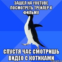 зашел на youtube посмотреть трейлер к фильму спустя час смотришь видео с котиками