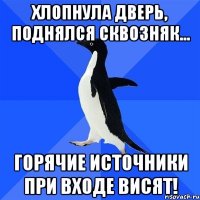 хлопнула дверь, поднялся сквозняк... горячие источники при входе висят!