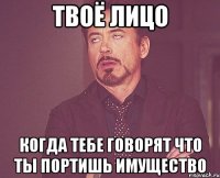 твоё лицо когда тебе говорят что ты портишь имущество