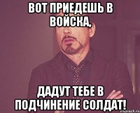 вот приедешь в войска, дадут тебе в подчинение солдат!