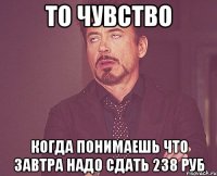 то чувство когда понимаешь что завтра надо сдать 238 руб