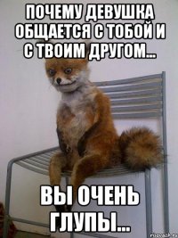 почему девушка общается с тобой и с твоим другом... вы очень глупы...