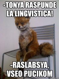 -tonya raspunde la lingvistica! -raslabsya, vseo pucikom