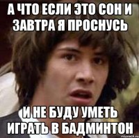 а что если это сон и завтра я проснусь и не буду уметь играть в бадминтон