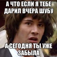 а что если я тебе дарил вчера шубу а сегодня ты уже забыла