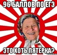 96 баллов по егэ это хоть пятерка?