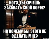 котэ, ты хочешь захавать свой корм? но почему бы этого не сделать мне?