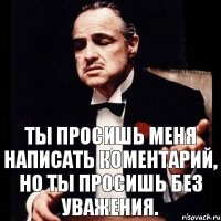 Ты просишь меня написать коментарий, но ты просишь без уважения.