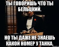 ты говоришь что ты бельцкий. но ты даже не знаешь какой номер у танка.