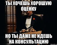 ты хочешь хорошую оценку но ты даже не идешь на консультацию