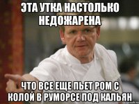 эта утка настолько недожарена что все еще пьет ром с колой в руморсе под кальян