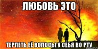 любовь это терпеть её волосы у себя во рту