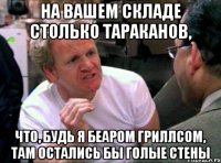 на вашем складе столько тараканов, что, будь я беаром гриллсом, там остались бы голые стены