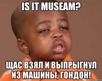 is it museam? щас взял и выпрыгнул из машины, гондон!