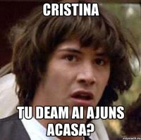 cristina tu deam ai ajuns acasa?