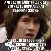 а что если занятия дзюдо это и есть нормальная обычная жизнь а те кто ведет обынчый образ жизни относятся к какой то субкулбтуре?