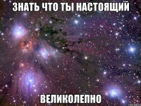 знать что ты настоящий великолепно