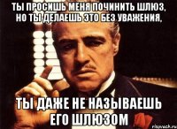 ты просишь меня починить шлюз, но ты делаешь это без уважения, ты даже не называешь его шлюзом