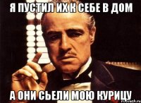 я пустил их к себе в дом а они сьели мою курицу