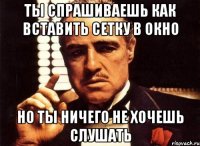 ты спрашиваешь как вставить сетку в окно но ты ничего не хочешь слушать