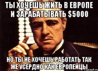 ты хочешь жить в европе и зарабатывать $5000 но ты не хочешь работать так же усердно как европейцы