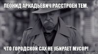 Леонид Аркадьевич расстроен тем, что городской САХ не убирает мусор!