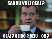 sandu vrei ceai ? ceai ? ceioc ? ceiușor ?