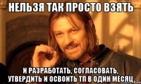 нельзя так просто взять и разработать, согласовать, утвердить и освоить тп в один месяц