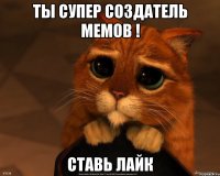 ты супер создатель мемов ! ставь лайк