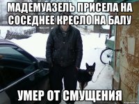 мадемуазель присела на соседнее кресло на балу умер от смущения