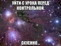 уйти с урока перед контрольной, охуенно...