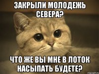 закрыли молодежь севера? что же вы мне в лоток насыпать будете?