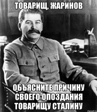 товарищ, жаринов объясните причину своего опоздания товарищу сталину