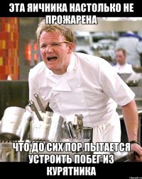 эта яичника настолько не прожарена что до сих пор пытается устроить побег из курятника