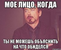 мое лицо, когда ты не можешь объяснить на что обиделся