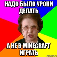 надо было уроки делать а не в minecraft играть