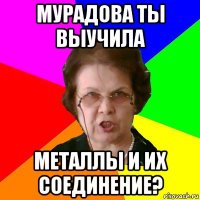 мурадова ты выучила металлы и их соединение?