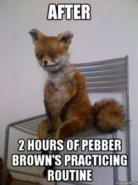 after 2 hours of pebber brown's practicing routine