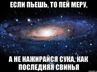 если пьешь, то пей меру, а не нажирайся сука, как последняя свинья