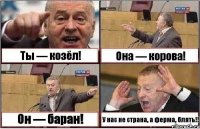 Ты — козёл! Она — корова! Он — баран! У нас не страна, а ферма, блять!!