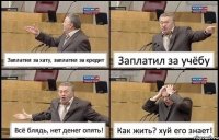 Заплатил за хату, заплатил за кредит Заплатил за учёбу Всё блядь, нет денег опять! Как жить? хуй его знает!