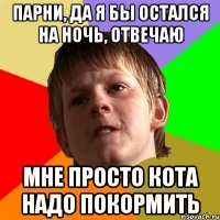 парни, да я бы остался на ночь, отвечаю мне просто кота надо покормить
