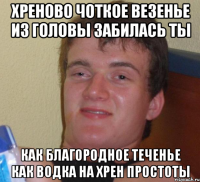 хреново чоткое везенье из головы забилась ты как благородное теченье как водка на хрен простоты