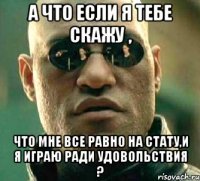 а что если я тебе скажу , что мне все равно на стату,и я играю ради удовольствия ?